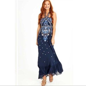 Altar’d State Blue Corabeth Embroidered Maxi Dress